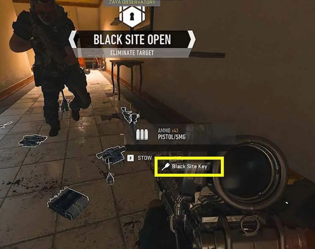 Clave del sitio negro obtenida del saqueo de la fortaleza de Battle Royale