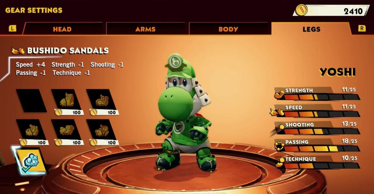 Mario Strikers Bushido Gear Set