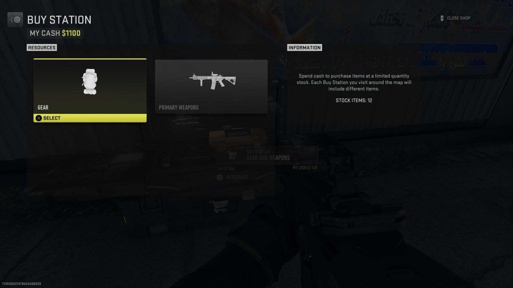 Comprar el menú de equipo y armas de Station