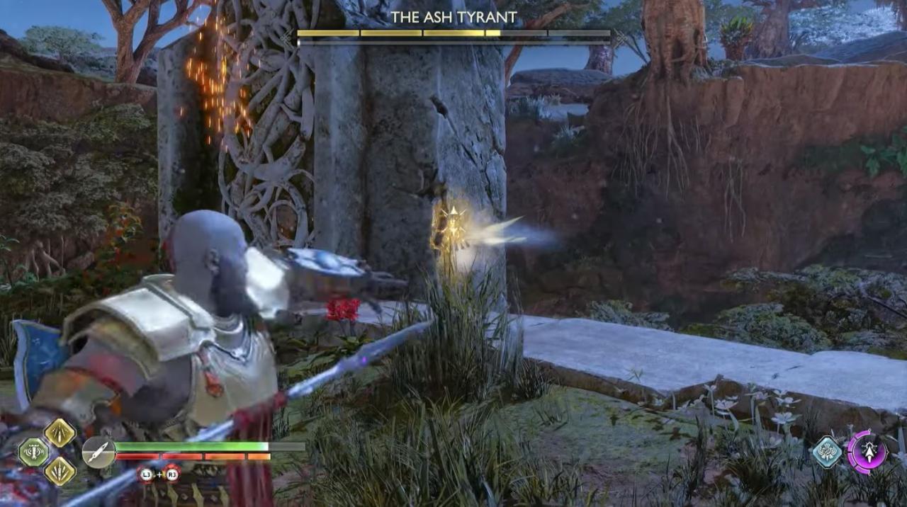 Destruyendo el pilar para que el dragón llegue al suelo 