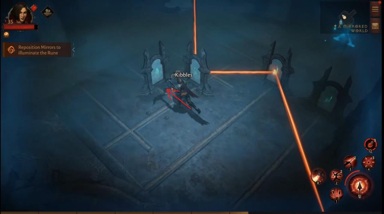 Diablo inmortal Mirror Puzzle Second Mirror Shift