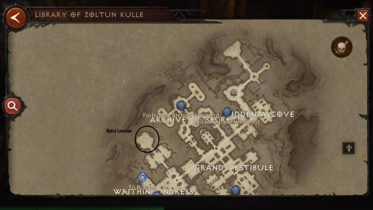 Ubicación de Diablo Immortal Hydra