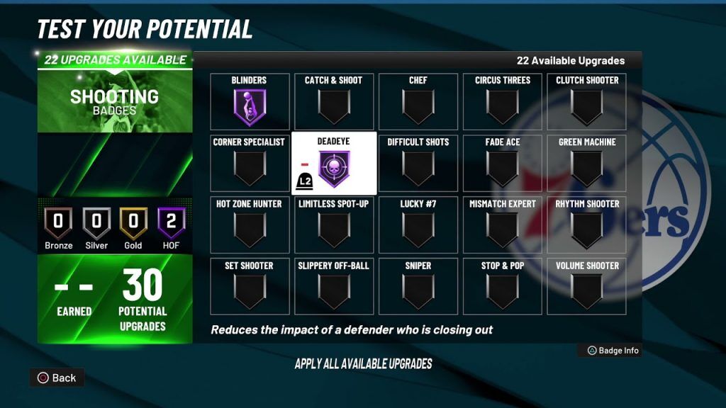 Insignia de Deadeye en NBA 2k23