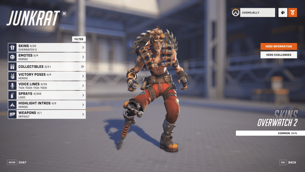 Junkrat Charcter Tab Overwatch 2