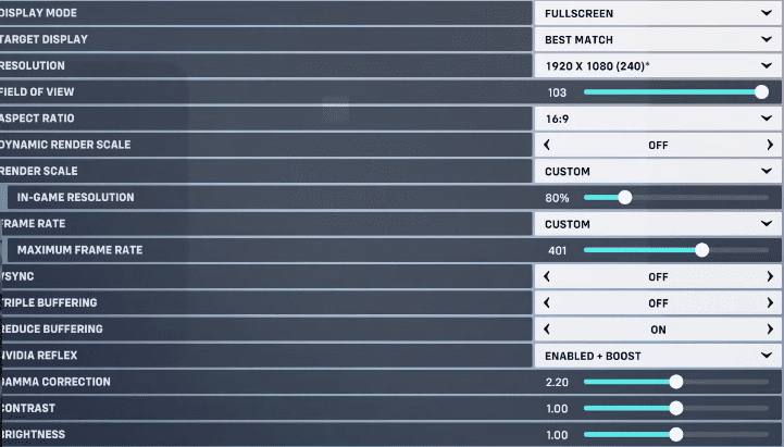 Pestaña Configuración de vídeo de Overwatch 2