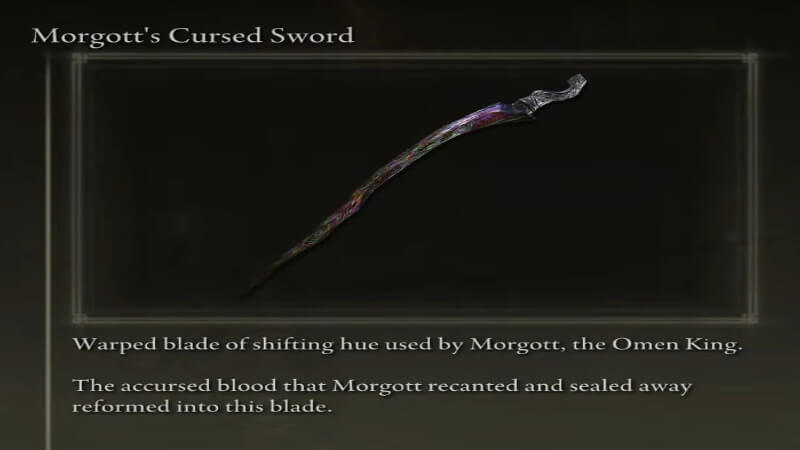 Morgotts Cursed Sword junto a su descripción